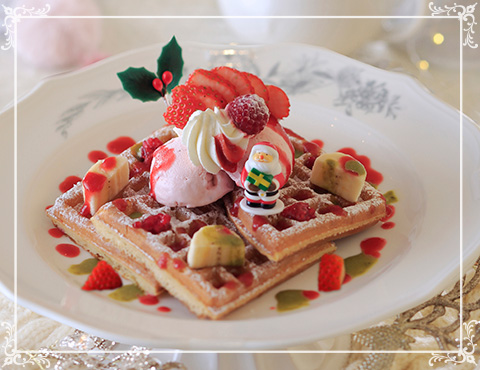 ベリー＆ストロベリーバナナのクリスマスワッフル